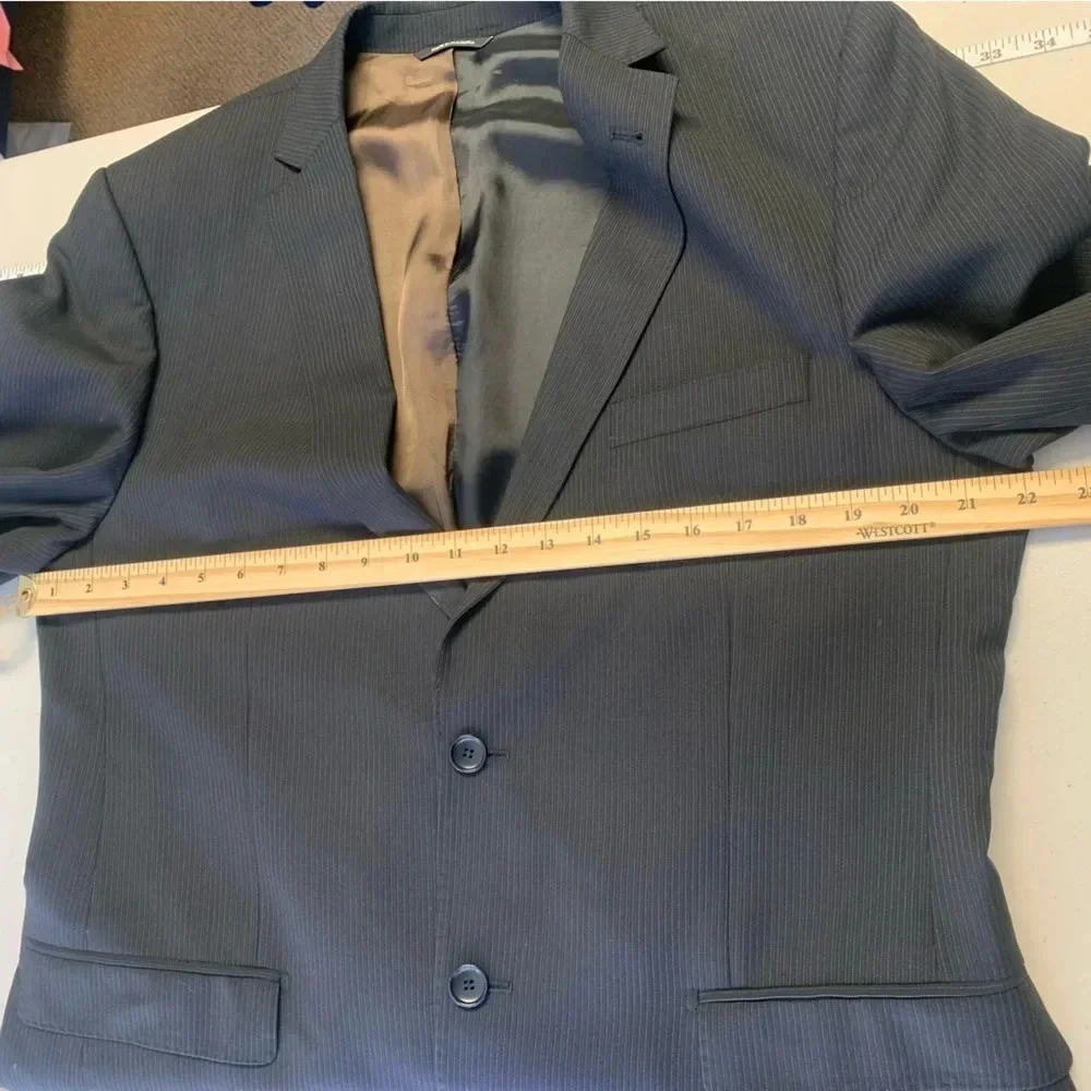 Van Gils Charcoal Grey Pin Striped Two Button Front Men's Blazer
